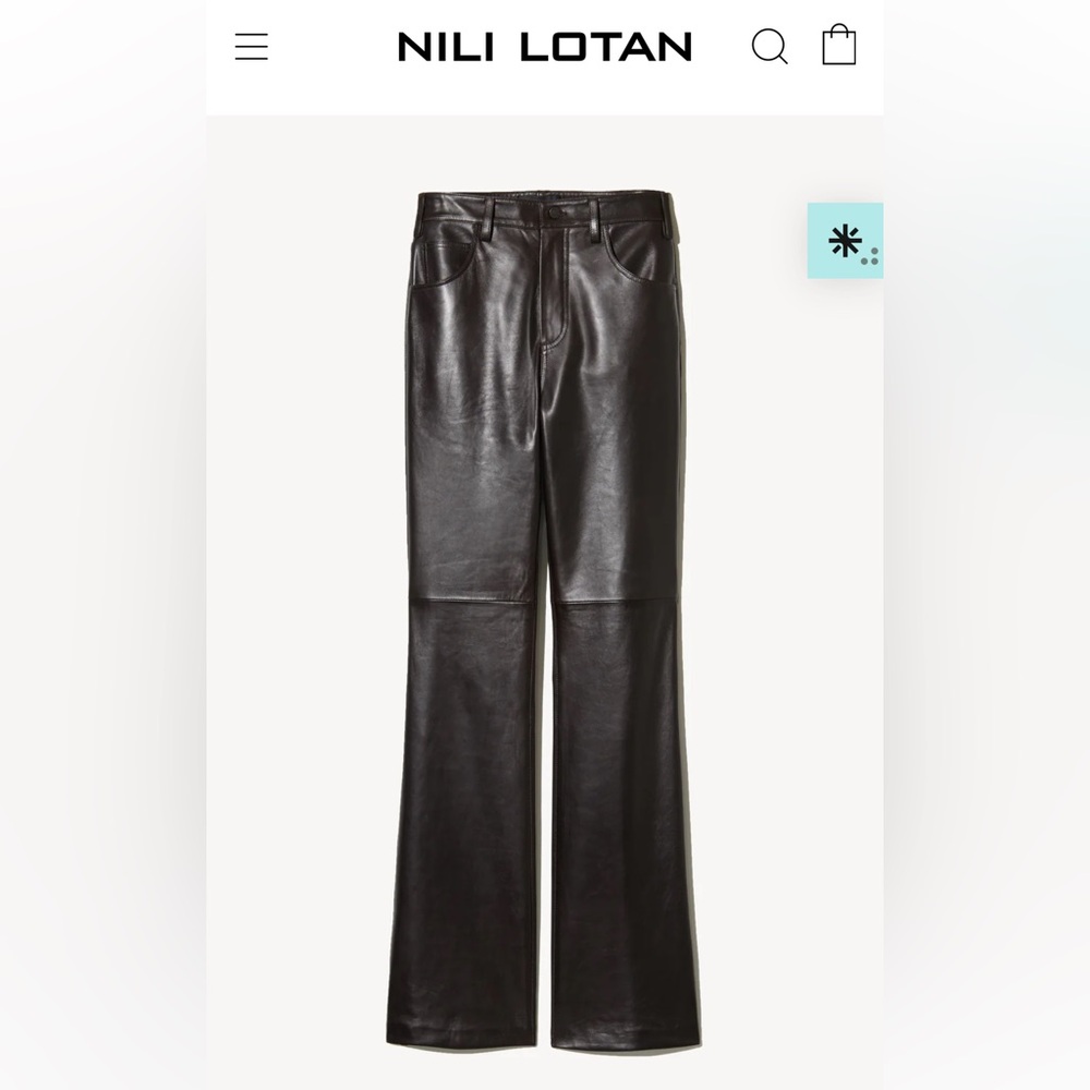 Nili Lotan Joan Leather Pants -Espresso NWT